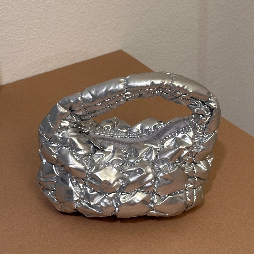 Silver Quilted Handbag